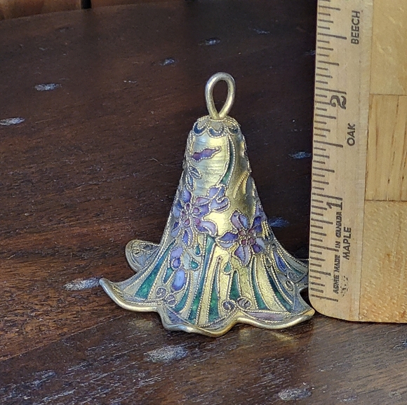 Floral Enamel Bell Ornament - Picture 3 of 15